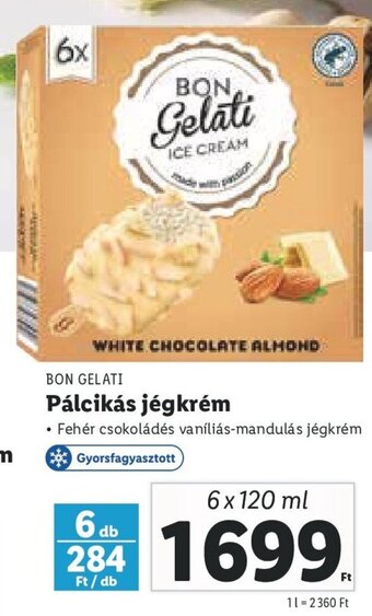 Lidl BON GELATI Pálcikás jégkrém 6 x 120 ml ajánlat