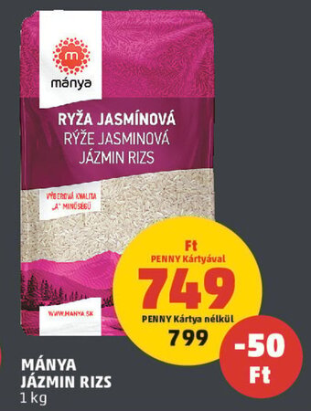 PENNY MÁNYA JÁZMIN RIZS 1 kg ajánlat
