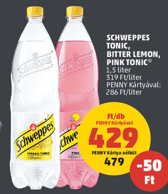 PENNY SCHWEPPES TONIC, BITTER LEMON, PINK TONIC 1,5 l ajánlat