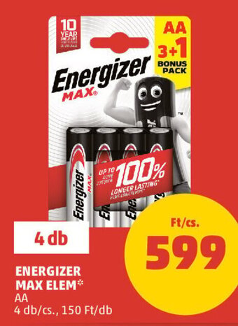 PENNY ENERGIZER MAX ELEM 4 db ajánlat