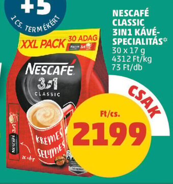 PENNY NESCAFÉ CLASSIC 3IN1 KÁVÉ-SPECIALITÁS 30 x 17 g ajánlat