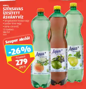AQUA+ SZÉNSAVAS ÍZESÍTETT ÁSVÁNYVÍZ 1,5 l
