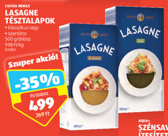 ALDI CUCINA NOBILE LASAGNE TÉSZTALAPOK 500 g ajánlat