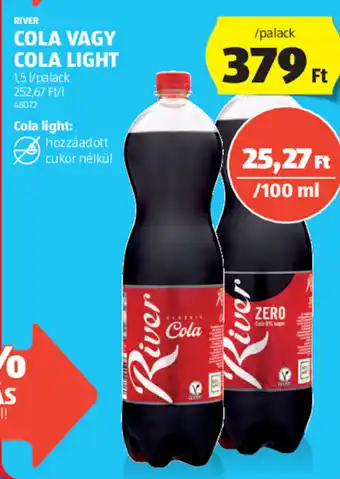 ALDI RIVER COLA VAGY COLA LIGHT 1,5 l ajánlat