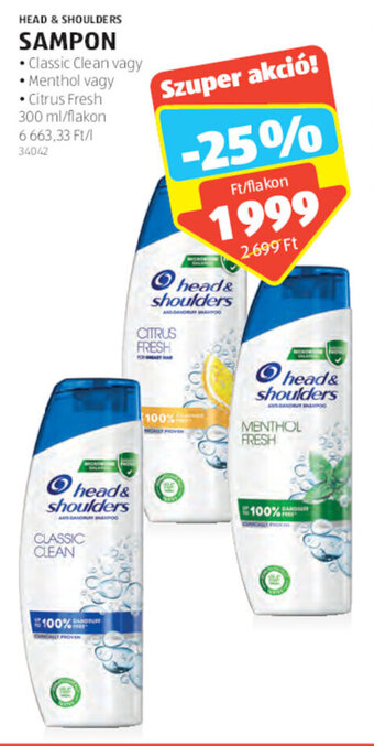 ALDI HEAD & SHOULDERS SAMPON 300 ml ajánlat