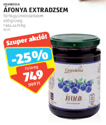 ALDI GRANDESSA ÁFONYA EXTRADZSEM 450 g ajánlat