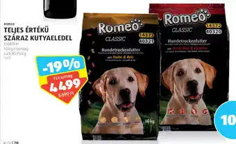 ALDI ROMEO TELJES ÉRTÉKŰ SZÁRAZ KUTYAELEDEL 10 kg ajánlat