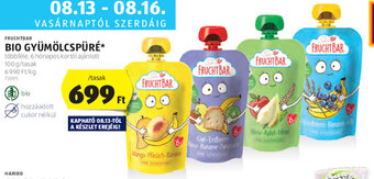 ALDI FRUCHTBAR BIO GYÜMÖLCSPÜRÉ 100 g ajánlat