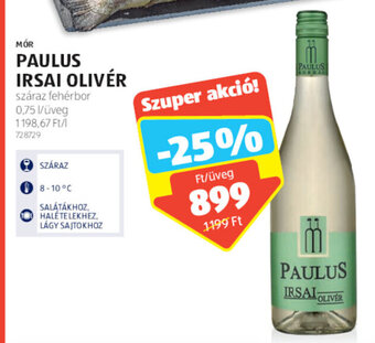 ALDI MÓR PAULUS IRSAI OLIVÉR 0,75 l ajánlat