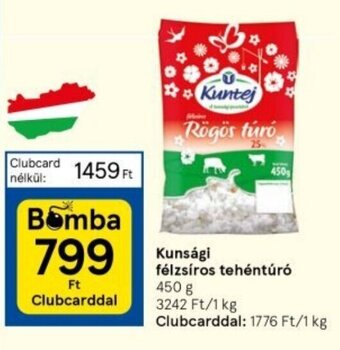 Tesco Kunsági félzsíros tehéntúró 450 g ajánlat