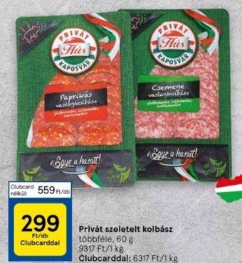 Tesco Privát szeletelt kolbász 60 g ajánlat
