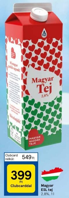 Tesco Magyar ESL tej 1 l ajánlat