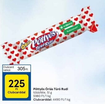 Tesco Pöttyös Óriás Túró Rudi 51 g ajánlat