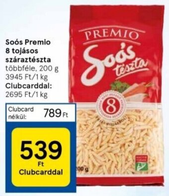 Tesco Soós Premio 8 tojásos száraztészta 200 g ajánlat
