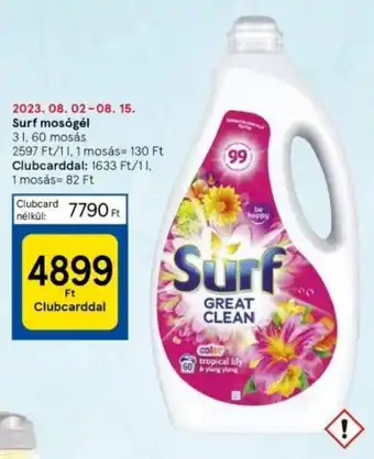 Tesco Surf mosógél 3 l ajánlat