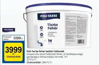 Tesco Poli-farbe fehér beltéri falfesték 14 l ajánlat