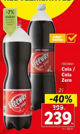 Lidl FREEWAY Cola / Cola Zero 2 l ajánlat