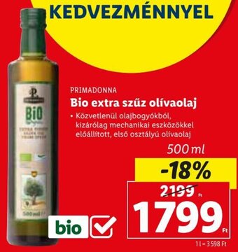 Lidl PRIMADONNA Bio extra szűz olívaolaj 500 ml ajánlat