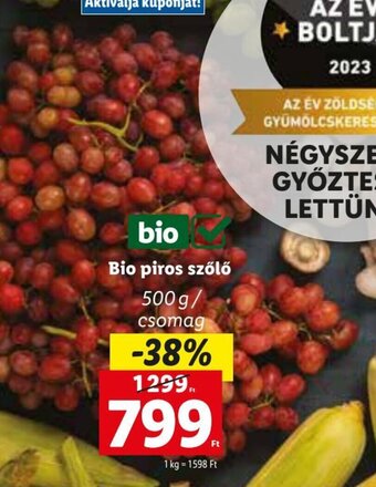 Lidl Bio piros szőlő 500 g ajánlat