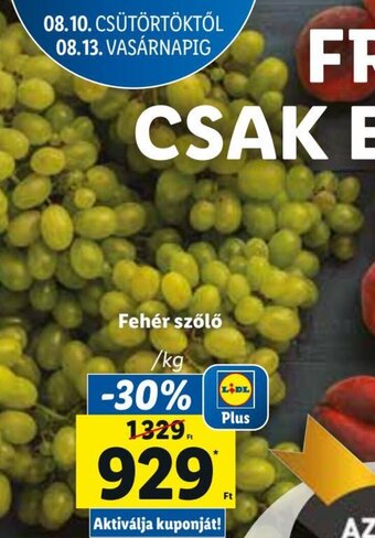Lidl Fehér szőlő 1 kg ajánlat