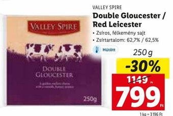 Lidl VALLEY SPIRE Double Gloucester / Red Leicester 250 g ajánlat