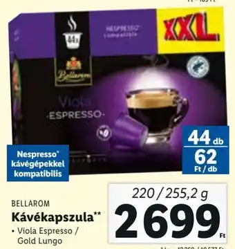 Lidl BELLAROM Kávékapszula 220 / 255,2 g ajánlat