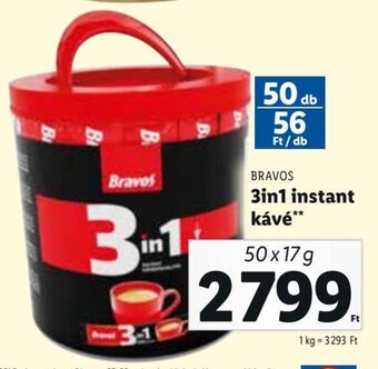 Lidl BRAVOS 3in1 instant kávé 50 x 17 g ajánlat