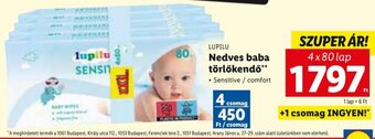 Lidl LUPILU Nedves baba törlőkendő 4 x 80 lap ajánlat
