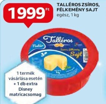 Auchan TALLÉROS ZSÍROS, FÉLKEMÉNY SAJT 1 kg ajánlat