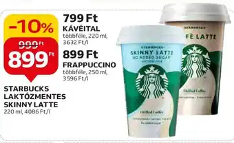 Auchan STARBUCKS LAKTÓZMENTES SKINNY LATTE 220 ml ajánlat