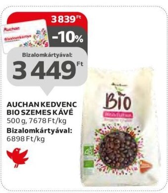 Auchan AUCHAN KEDVENC BIO SZEMES KÁVÉ 500 g ajánlat