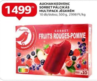 Auchan AUCHAN KEDVENC SORBET PÁLCIKÁS MULTIPACK JÉGKRÉM 10 db ajánlat