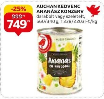 Auchan AUCHAN KEDVENC ANANÁSZ KONZERV 560 / 340 g ajánlat