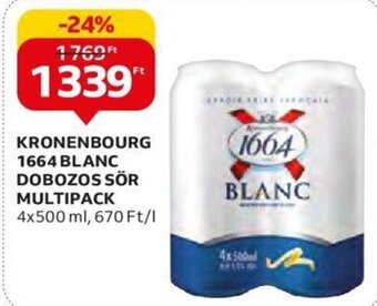 Auchan KRONENBOURG 1664 BLANC DOBOZOS SÖR MULTIPACK 4 x 500 ml ajánlat