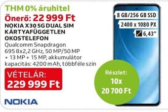Auchan NOKIA X30 5G DUAL SIM KÁRTYAFÜGGETLEN OKOSTELEFON 1 db ajánlat