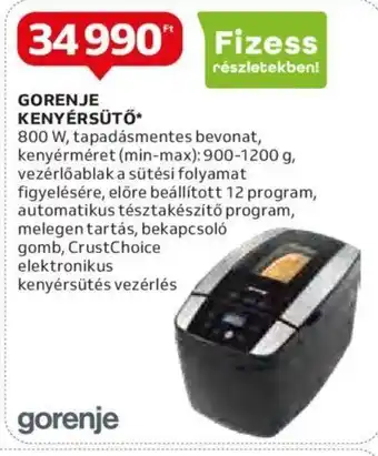 Auchan GORENJE KENYÉRSÜTŐ 1 db ajánlat