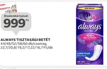 Auchan ALWAYS TISZTASÁGI BETÉT 44 - 60 db ajánlat