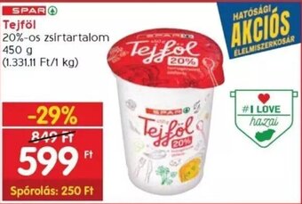Spar SPAR Tejföl 450 g ajánlat
