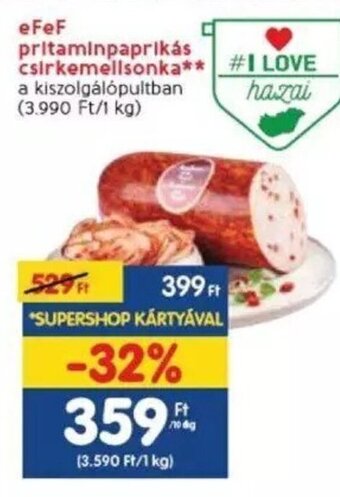 Spar eFeF pritaminpaprikás csirkemellsonka 10 dkg ajánlat