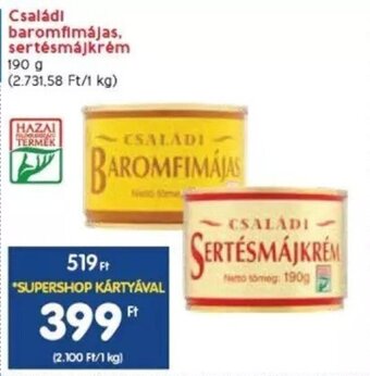 Spar Családi baromfimájas, sertésmájkrém 190 g ajánlat