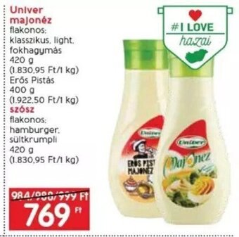 Spar Univer majonéz stb. 420 - 400 g ajánlat