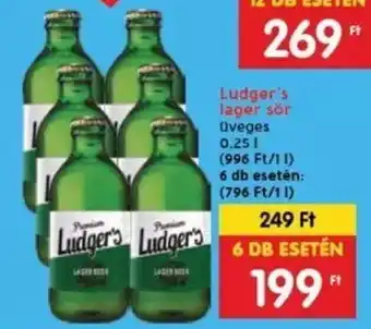 Spar Ludger's lager sör 0,25 l ajánlat