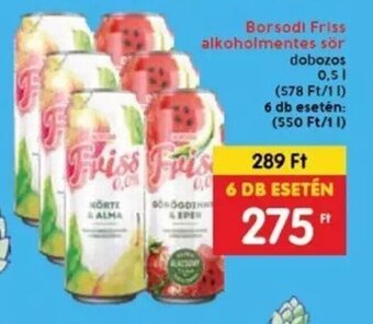 Spar Borsodi Friss alkoholmentes sör 0,5 l ajánlat