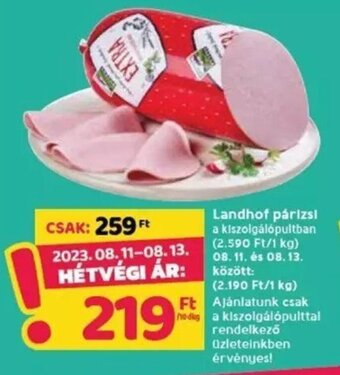 Spar Landhof párizsi 10 dkg ajánlat