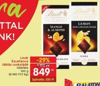 Spar Lindt Excellence táblás csokoládé 100 g ajánlat