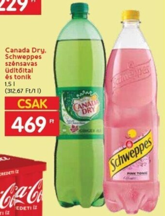 Spar Canada Dry, Schweppes szénsavas üdítőital és tonik 1,5 l ajánlat