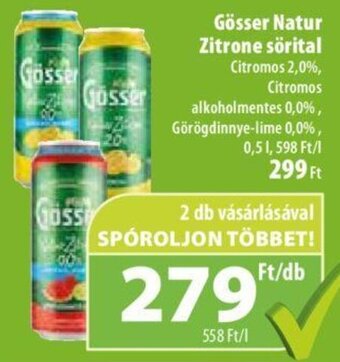 Coop Gösser Natur Zitrone sörital 0,5 l ajánlat
