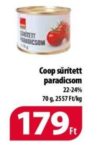 Coop Coop sűrített paradicsom 70 g ajánlat