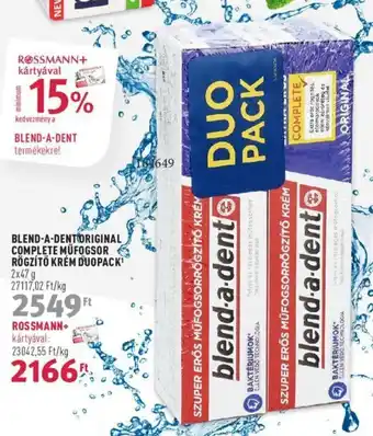 Rossmann BLEND-A-DENT COMPLETE MÜFOGSOR RÖGZÍTŐ KRÉM DUOPACK 2 x 47 g ajánlat