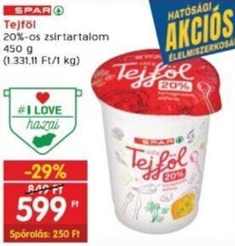 Interspar SPAR Tejföl 450 g ajánlat